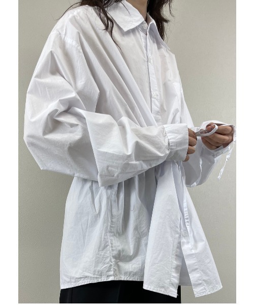 XU（エックスユー）の「【XU/エックスユー】rope washing oversized shirt/ロープ ウォッシング オーバーサイズ シャツ デザイン ロング スリーブ ティー（シャツ/ブラウス・メンズ・ホワイト/ブラック・ONE SIZE）」の5枚目の写真