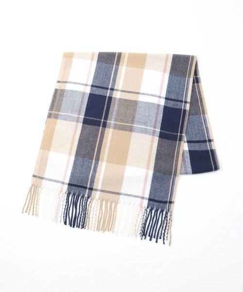 Honeys（ハニーズ）の「なめらかチェックマフラー（マフラー・レディース・ホワイト×ブルー/ベージュ系その他/ホワイト×グレー/その他/レッド系その他/ホワイト×ネイビー・FREE）」の18枚目の写真