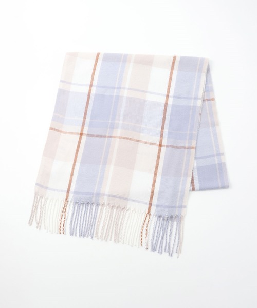 Honeys（ハニーズ）の「なめらかチェックマフラー（マフラー・レディース・ホワイト×ブルー/ベージュ系その他/ホワイト×グレー/その他/レッド系その他/ホワイト×ネイビー・FREE）」の15枚目の写真