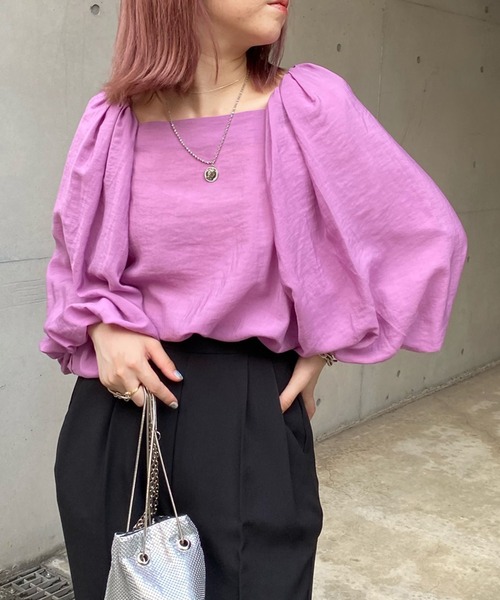 DouDou(ドゥドゥ)の「スクエアボリュームチュニックブラウス(シャツ/ブラウス・レディース・チャコールグレー/ベージュ/ピンク・FREE)」の13枚目の写真