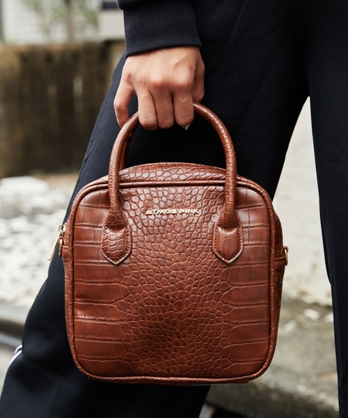 atmos pink(アトモスピンク)の「atmos pink 型押し フェイクレザーバッグ(ハンドバッグ・レディース・ホワイト/ブラウン/イエロー・FREE)」の2枚目の写真