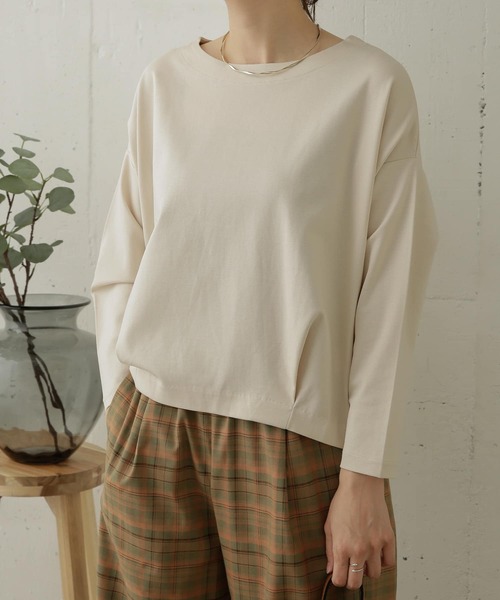URBAN RESEARCH DOORS（アーバンリサーチドアーズ）の「コットンタックプルオーバー（Tシャツ/カットソー・レディース・ブラック/パープル/カーキ/ライトベージュ・ONE）」の3枚目の写真