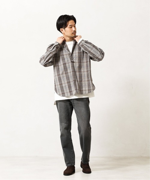 417 EDIFICE（フォーワンセブンエディフィス）の「【fosterr / フォスター】 SHIRT PULLOVER / シャツ　プルオーバー（シャツ/ブラウス・メンズ・チャコールグレー/ブラウン/ベージュ/ブルー・MEDIUM/LARGE）」の5枚目の写真