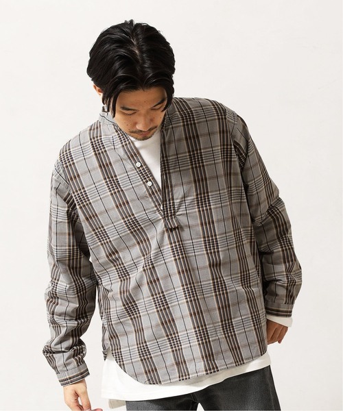 417 EDIFICE（フォーワンセブンエディフィス）の「【fosterr / フォスター】 SHIRT PULLOVER / シャツ　プルオーバー（シャツ/ブラウス・メンズ・チャコールグレー/ブラウン/ベージュ/ブルー・MEDIUM/LARGE）」の9枚目の写真