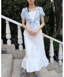 epine❤️パフスリーブフラワーレースワンピース　エピヌ puff sleeve flower lace onepiece | épine