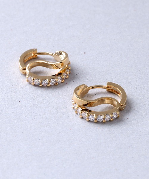 Manon's Selection（マノンズセレクション）の「ハーフストーンフープピアス（ピアス（両耳用）・レディース・シルバー/ゴールド・ONE SIZE）」の3枚目の写真