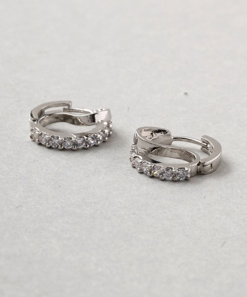 Manon's Selection（マノンズセレクション）の「ハーフストーンフープピアス（ピアス（両耳用）・レディース・シルバー/ゴールド・ONE SIZE）」の5枚目の写真