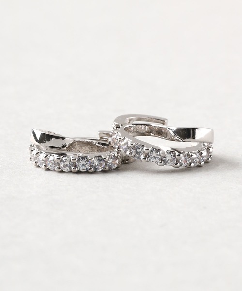 Manon's Selection（マノンズセレクション）の「ハーフストーンフープピアス（ピアス（両耳用）・レディース・シルバー/ゴールド・ONE SIZE）」の6枚目の写真