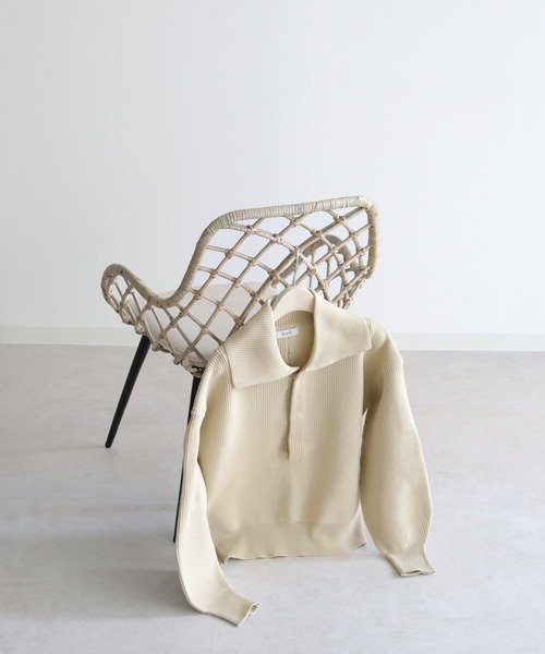 CLEIO（クレイオ）の「【CLEIO】オープンカラーステッチニット（ニット/セーター・レディース・ベージュ/ライトグリーン/ライトベージュ・FREE）」の18枚目の写真