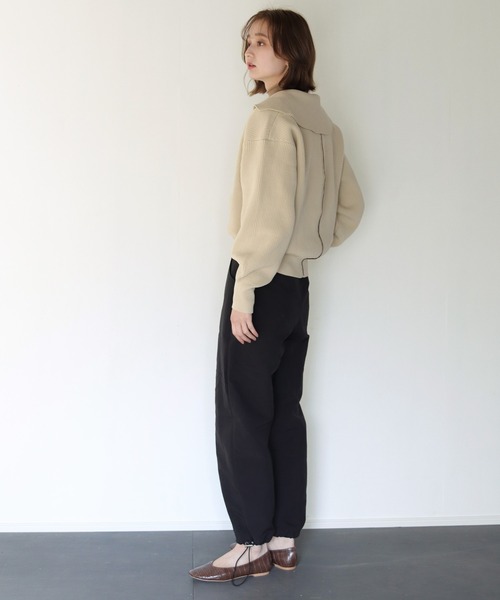 CLEIO（クレイオ）の「【CLEIO】オープンカラーステッチニット（ニット/セーター・レディース・ベージュ/ライトグリーン/ライトベージュ・FREE）」の9枚目の写真