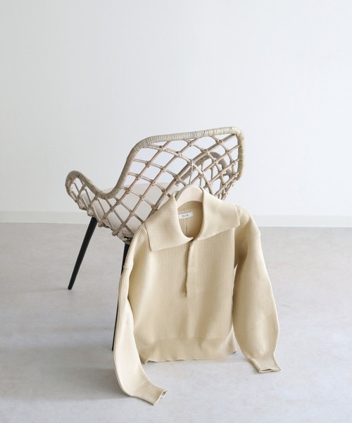 CLEIO（クレイオ）の「【CLEIO】オープンカラーステッチニット（ニット/セーター・レディース・ベージュ/ライトグリーン/ライトベージュ・FREE）」の11枚目の写真