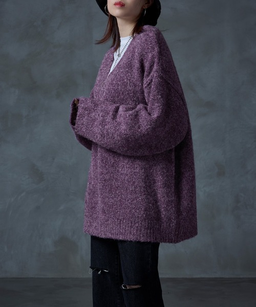 Ellno Loset(エルノロゼット)の「ブークレ深Vニット(ニット/セーター・メンズ・ダークブルー/パープル・LARGE/MEDIUM)」の14枚目の写真