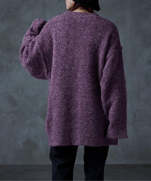 Ellno Loset(エルノロゼット)の「ブークレ深Vニット(ニット/セーター・メンズ・ダークブルー/パープル・LARGE/MEDIUM)」の15枚目の写真