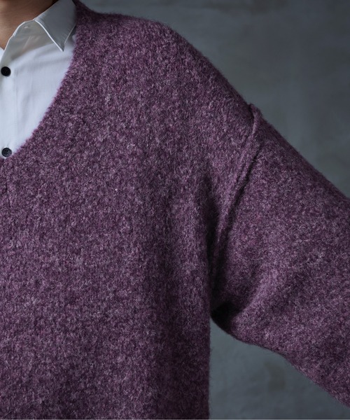 Ellno Loset(エルノロゼット)の「ブークレ深Vニット(ニット/セーター・メンズ・ダークブルー/パープル・LARGE/MEDIUM)」の16枚目の写真