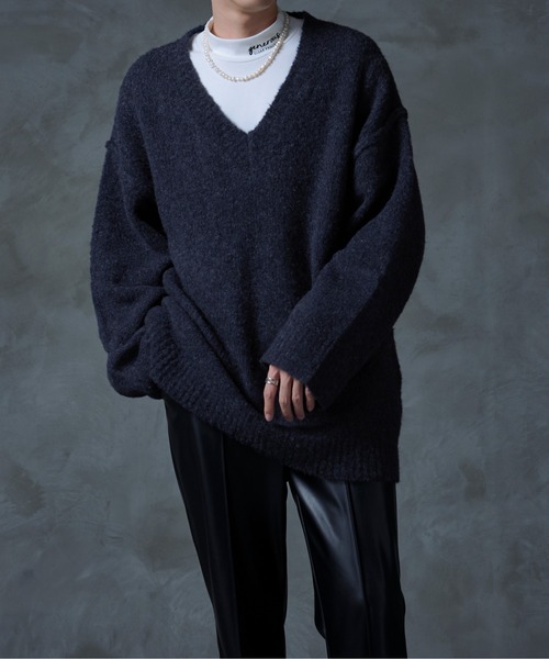 Ellno Loset(エルノロゼット)の「ブークレ深Vニット(ニット/セーター・メンズ・ダークブルー/パープル・LARGE/MEDIUM)」の21枚目の写真