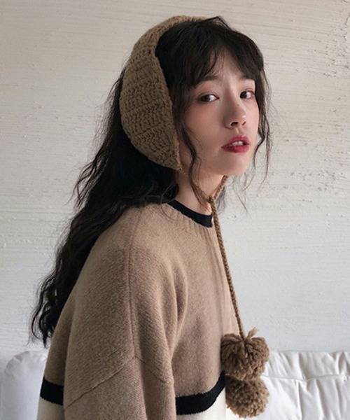 セール】イヤーマフ 耳当て イヤマフ ニット ボンボン イヤーマフ