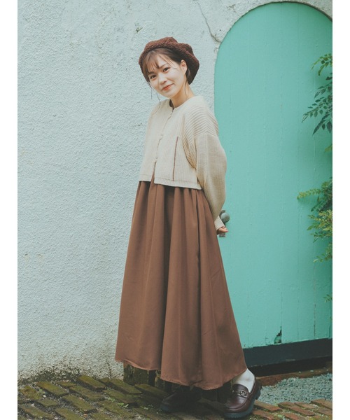 ehka sopo(エヘカソポ)の「【たかあしあかりコラボ】ニットカーディガン(カーディガン/ボレロ・レディース・キナリ/ブラウン・フリ-)」の4枚目の写真