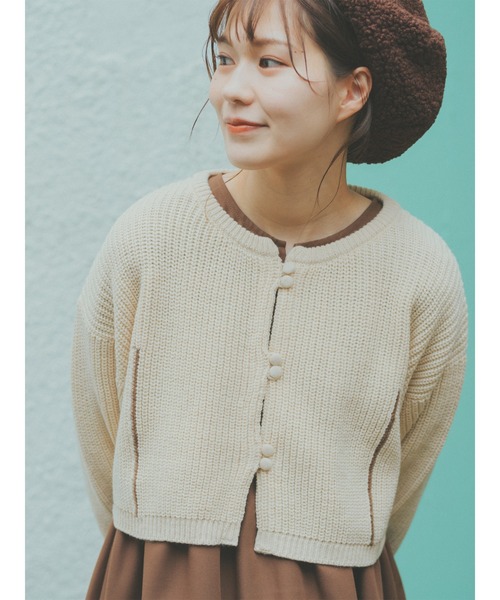 ehka sopo(エヘカソポ)の「【たかあしあかりコラボ】ニットカーディガン(カーディガン/ボレロ・レディース・キナリ/ブラウン・フリ-)」の14枚目の写真