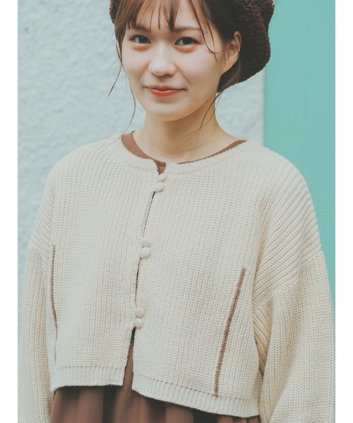 ehka sopo(エヘカソポ)の「【たかあしあかりコラボ】ニットカーディガン(カーディガン/ボレロ・レディース・キナリ/ブラウン・フリ-)」の3枚目の写真