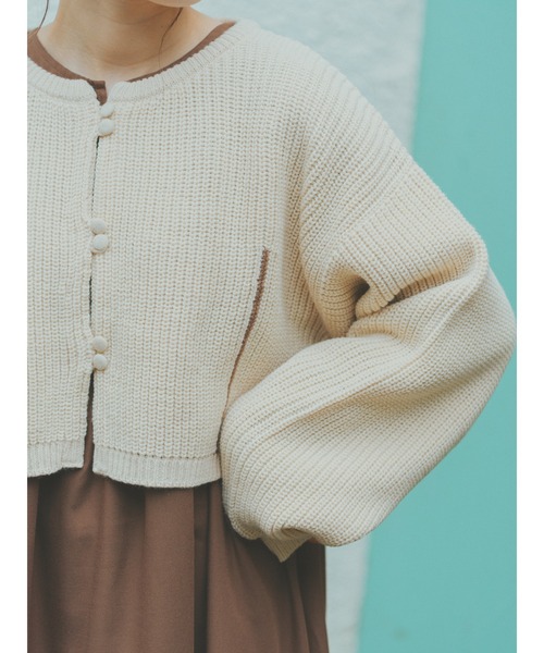 ehka sopo(エヘカソポ)の「【たかあしあかりコラボ】ニットカーディガン(カーディガン/ボレロ・レディース・キナリ/ブラウン・フリ-)」の7枚目の写真