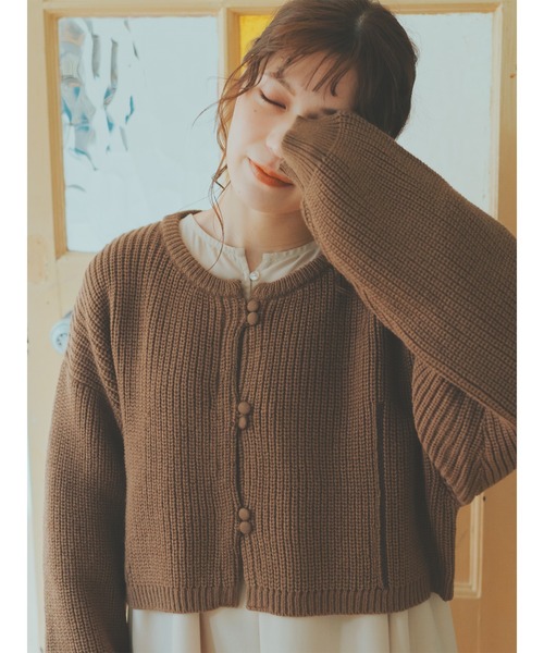 ehka sopo(エヘカソポ)の「【たかあしあかりコラボ】ニットカーディガン(カーディガン/ボレロ・レディース・キナリ/ブラウン・フリ-)」の13枚目の写真