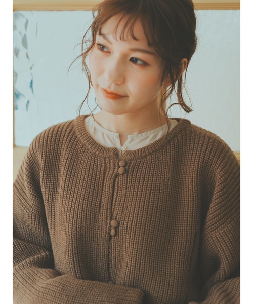 ehka sopo(エヘカソポ)の「【たかあしあかりコラボ】ニットカーディガン(カーディガン/ボレロ・レディース・キナリ/ブラウン・フリ-)」の11枚目の写真