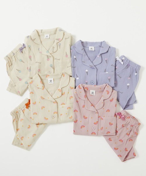 devirock（デビロック）の「着心地やわらか 総柄開襟半袖パジャマ（ルームウェア/パジャマ・キッズ・ピンク/グレイッシュブルー/アイボリー/ホワイト系その他/ブルー系その他/パープル系その他/その他7・110cm/140cm/160cm/120cm/150cm/130cm/100cm）」の11枚目の写真