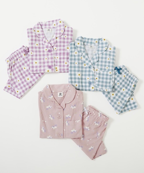 devirock（デビロック）の「着心地やわらか 総柄開襟半袖パジャマ（ルームウェア/パジャマ・キッズ・ピンク/グレイッシュブルー/アイボリー/ホワイト系その他/ブルー系その他/パープル系その他/その他7・110cm/140cm/160cm/120cm/150cm/130cm/100cm）」の12枚目の写真