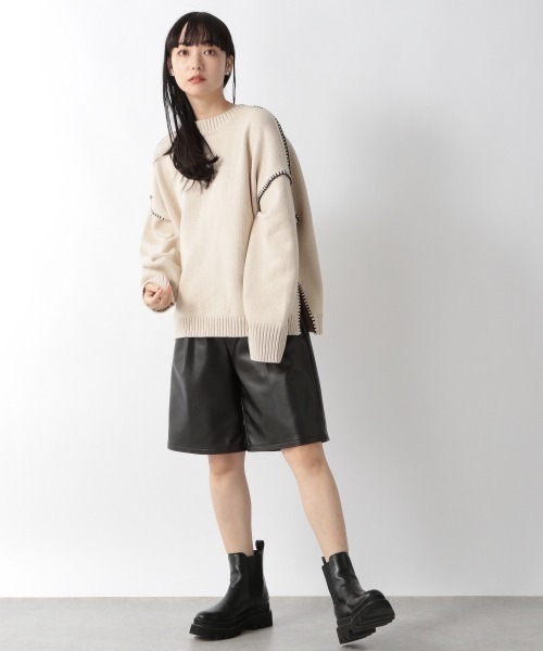 LOWRYS FARM（ローリーズファーム）の「２ＷＡＹハンドステッチＬＳ　263069（ニット/セーター・レディース・ブラック/パープル/グリーン/アイボリー・FREE）」の6枚目の写真