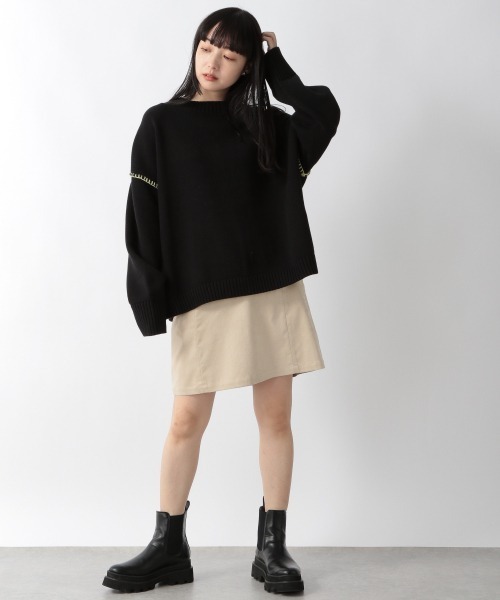 LOWRYS FARM（ローリーズファーム）の「２ＷＡＹハンドステッチＬＳ　263069（ニット/セーター・レディース・ブラック/パープル/グリーン/アイボリー・FREE）」の9枚目の写真