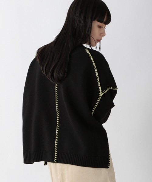 LOWRYS FARM（ローリーズファーム）の「２ＷＡＹハンドステッチＬＳ　263069（ニット/セーター・レディース・ブラック/パープル/グリーン/アイボリー・FREE）」の10枚目の写真
