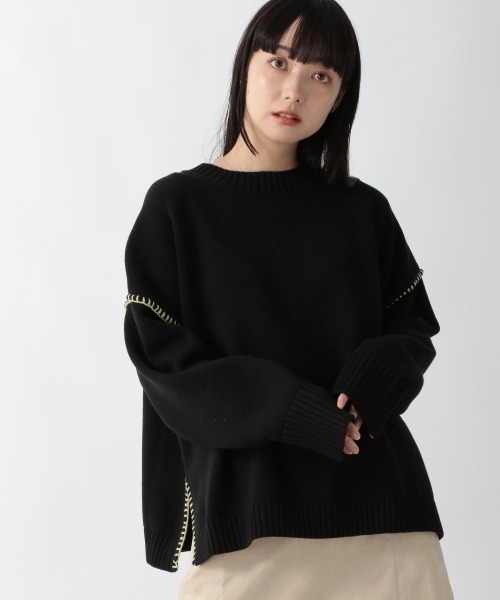 LOWRYS FARM（ローリーズファーム）の「２ＷＡＹハンドステッチＬＳ　263069（ニット/セーター・レディース・ブラック/パープル/グリーン/アイボリー・FREE）」の11枚目の写真