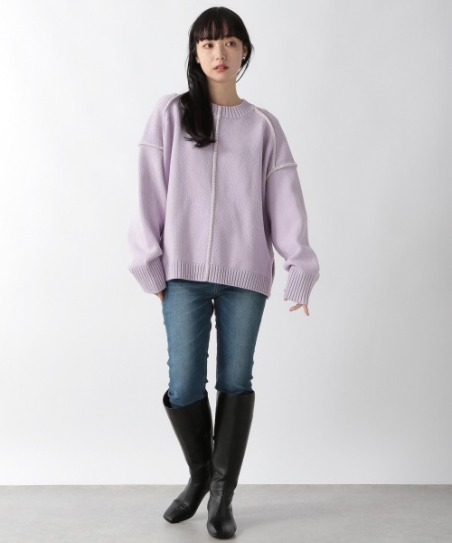 LOWRYS FARM（ローリーズファーム）の「２ＷＡＹハンドステッチＬＳ　263069（ニット/セーター・レディース・ブラック/パープル/グリーン/アイボリー・FREE）」の15枚目の写真