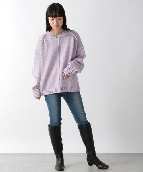 LOWRYS FARM（ローリーズファーム）の「２ＷＡＹハンドステッチＬＳ　263069（ニット/セーター・レディース・ブラック/パープル/グリーン/アイボリー・FREE）」の16枚目の写真