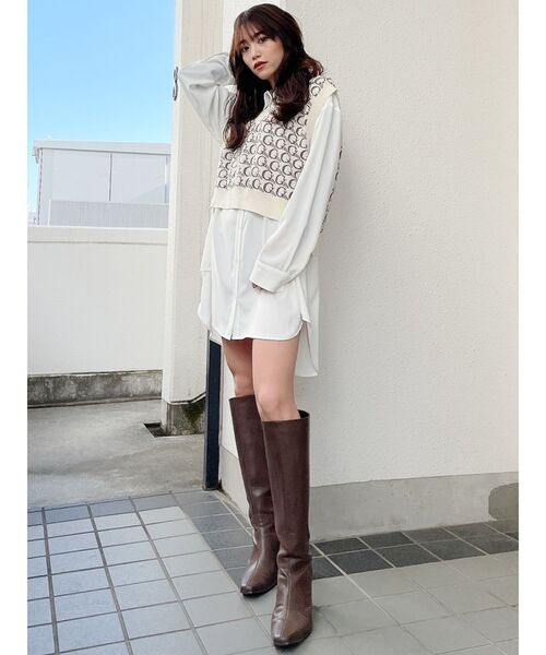 GYDA（ジェイダ）の「Vネック GYDA PATTERN ニットベスト（ニット/セーター・レディース・ベージュ/アイボリー・FREE）」の19枚目の写真