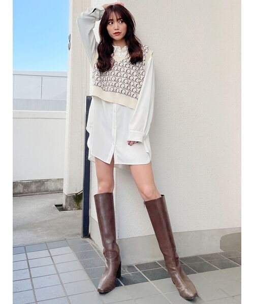 GYDA（ジェイダ）の「Vネック GYDA PATTERN ニットベスト（ニット/セーター・レディース・ベージュ/アイボリー・FREE）」の20枚目の写真