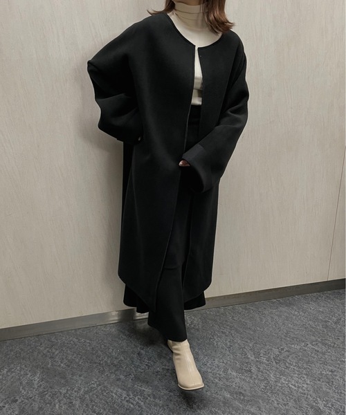 sakishimatokyo（サキシマトーキョー）の「【ZOZO限定】ボンディングノーカラーコート（ノーカラーコート・レディース・アイボリー/ブラック・FREE）」の21枚目の写真