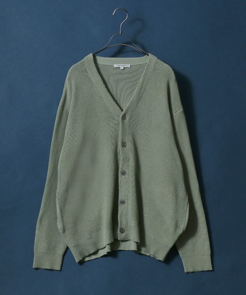 ANPAS(アンパス)の「Half Cardigan Stitch Big Silhouette Knit Cardigan/片畦編み ビッグシルエット ニットカーディガン(カーディガン/ボレロ・メンズ・ブルー/グリーン/グリーン系その他/ブラック/ナチュラル/マスタード・M/L)」の5枚目の写真