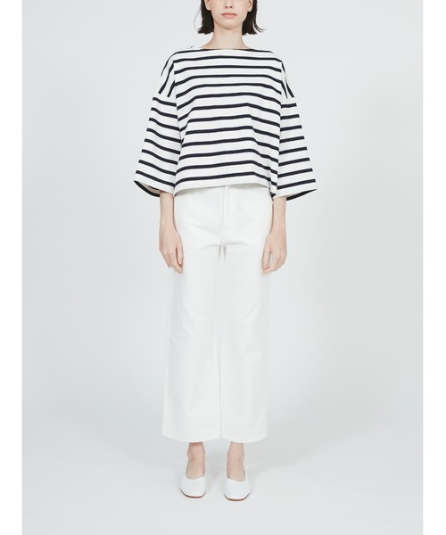 Mackintosh(マッキントッシュ)の「BALMAE BOAT NECK BOX FIT T-SHIRT(Tシャツ/カットソー・レディース・ホワイト×ブルー/ホワイト×ネイビー/ベージュ×ブラック・L)」の18枚目の写真