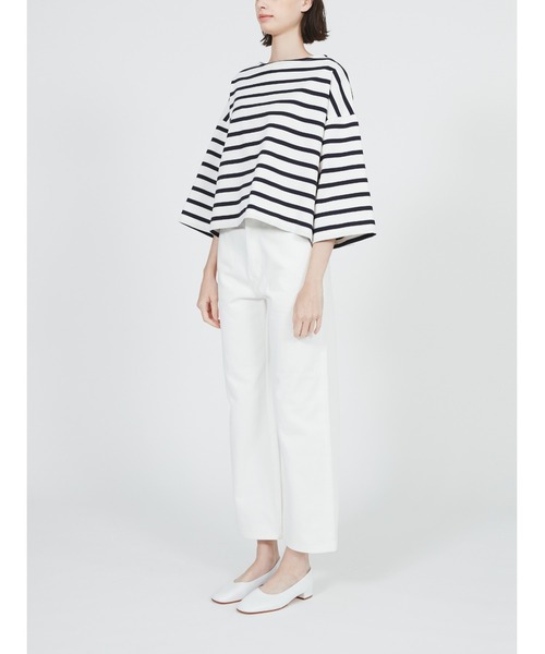 Mackintosh(マッキントッシュ)の「BALMAE BOAT NECK BOX FIT T-SHIRT(Tシャツ/カットソー・レディース・ホワイト×ブルー/ホワイト×ネイビー/ベージュ×ブラック・L)」の17枚目の写真
