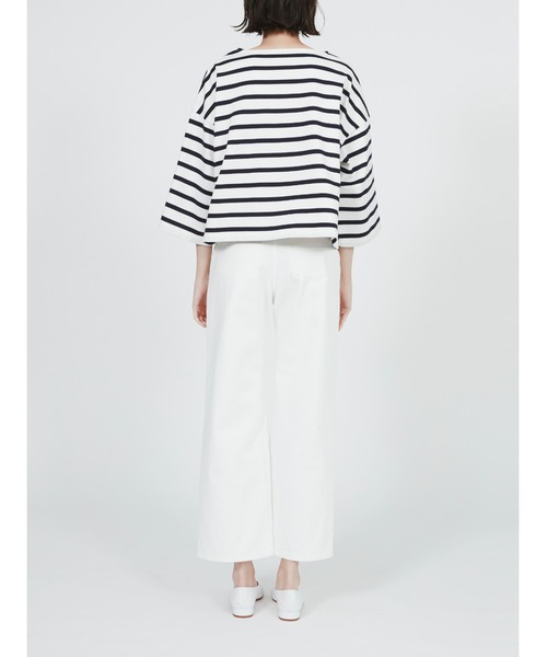 Mackintosh(マッキントッシュ)の「BALMAE BOAT NECK BOX FIT T-SHIRT(Tシャツ/カットソー・レディース・ホワイト×ブルー/ホワイト×ネイビー/ベージュ×ブラック・L)」の16枚目の写真