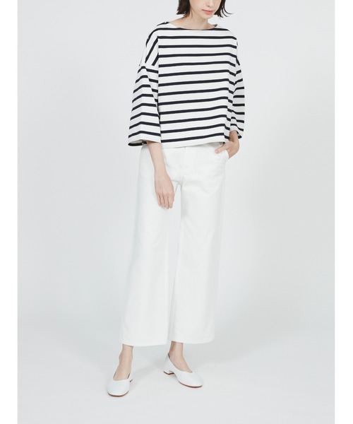 Mackintosh(マッキントッシュ)の「BALMAE BOAT NECK BOX FIT T-SHIRT(Tシャツ/カットソー・レディース・ホワイト×ブルー/ホワイト×ネイビー/ベージュ×ブラック・L)」の15枚目の写真