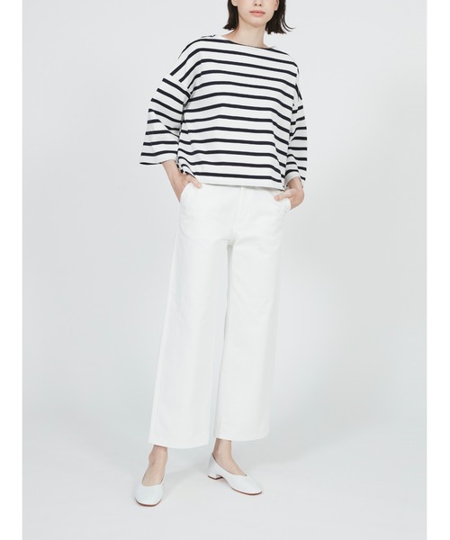 Mackintosh(マッキントッシュ)の「BALMAE BOAT NECK BOX FIT T-SHIRT(Tシャツ/カットソー・レディース・ホワイト×ブルー/ホワイト×ネイビー/ベージュ×ブラック・L)」の14枚目の写真