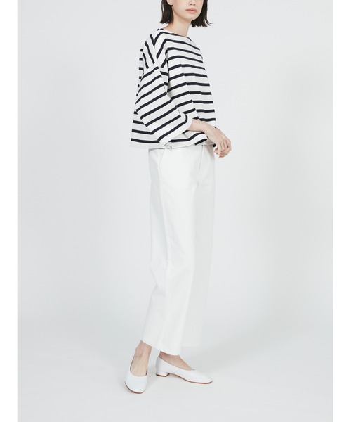 Mackintosh(マッキントッシュ)の「BALMAE BOAT NECK BOX FIT T-SHIRT(Tシャツ/カットソー・レディース・ホワイト×ブルー/ホワイト×ネイビー/ベージュ×ブラック・L)」の13枚目の写真