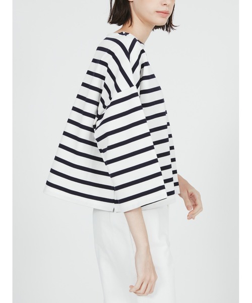 Mackintosh(マッキントッシュ)の「BALMAE BOAT NECK BOX FIT T-SHIRT(Tシャツ/カットソー・レディース・ホワイト×ブルー/ホワイト×ネイビー/ベージュ×ブラック・L)」の12枚目の写真