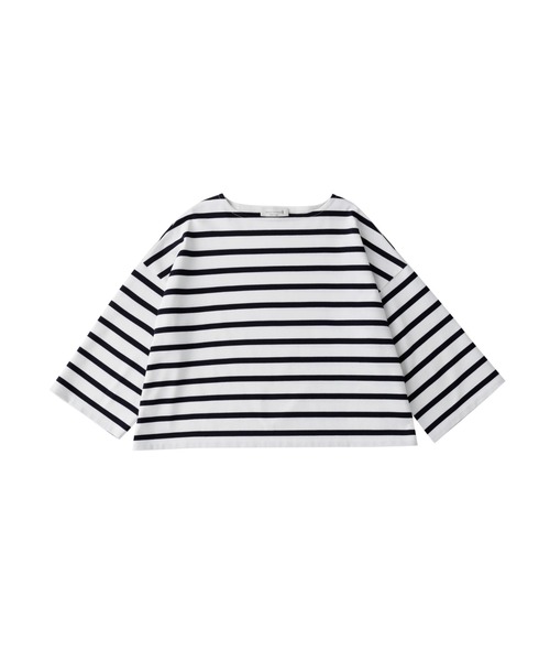 Mackintosh(マッキントッシュ)の「BALMAE BOAT NECK BOX FIT T-SHIRT(Tシャツ/カットソー・レディース・ホワイト×ブルー/ホワイト×ネイビー/ベージュ×ブラック・L)」の6枚目の写真