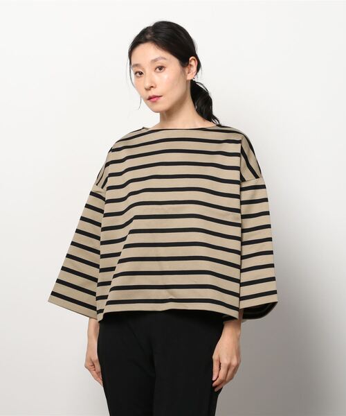 Mackintosh(マッキントッシュ)の「BALMAE BOAT NECK BOX FIT T-SHIRT(Tシャツ/カットソー・レディース・ホワイト×ブルー/ホワイト×ネイビー/ベージュ×ブラック・L)」の7枚目の写真
