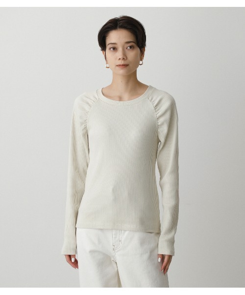 AZUL by moussy（アズールバイマウジー）の「SHOULDER SHIRRING TOPS（Tシャツ/カットソー・レディース・オフホワイト/ライム/スモークピンク/ブラック・SMALL/MEDIUM）」の8枚目の写真