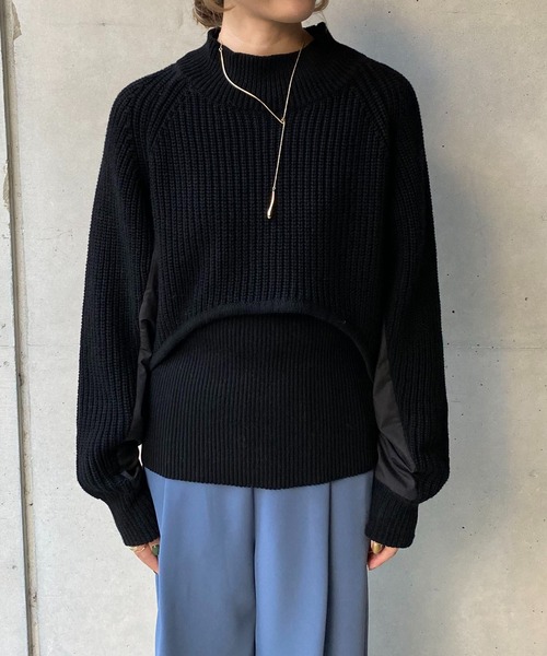 CAPRICIEUX LE'MAGE（カプリシューレマージュ）の「〈セットアイテム〉2SETクロップニット（ニット/セーター・レディース・オフホワイト/ブラック・FREE）」の6枚目の写真