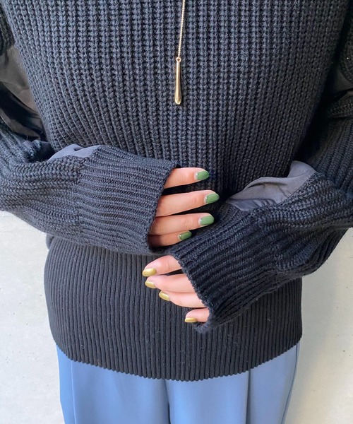 CAPRICIEUX LE'MAGE（カプリシューレマージュ）の「〈セットアイテム〉2SETクロップニット（ニット/セーター・レディース・オフホワイト/ブラック・FREE）」の3枚目の写真